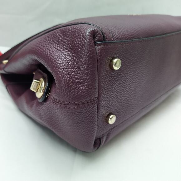 Coach Edie Purple Pebbled Leather Turnlock Chain Strap Shoulder Bag - Picture 15 of 16